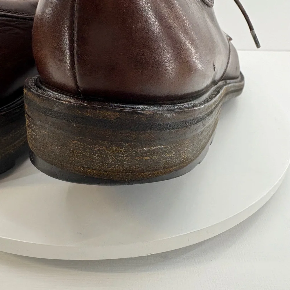 Salvatore Ferragamo Mens‎ Dark Brown Leather Square Toe Lace Up Dress Shoes